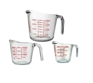 Glass Measuring Cups, 3 Piece Set (1 Cup, 2 Cup, 4 Cup liquid measuring cups) - Picture 1 of 6