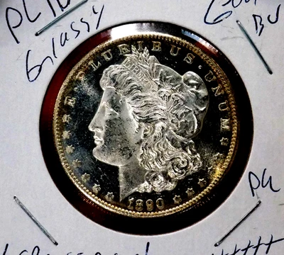 MORGAN SILVER DOLLAR 1890 S GEM BU PL/DMPL RARE DATE GLASSY HIGH GRADE MS++++++ - Image 1 of 4
