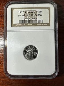 Exquisite 1997-P NGC MS69 Platinum 1/10 Eagle US $10 Coin First Year of Issue !! - Picture 1 of 5