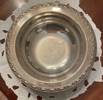 复古 Oneida 银匠银盘三脚中心碗-10.5 英寸-花卉边缘 — 第 1/4 张图片