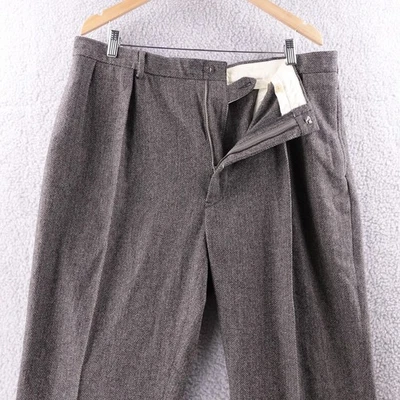 Polo Ralph Lauren Men Herringbone Pleated Wool Blend Trousers Pants 40x30 Gray - Image 1 of 4