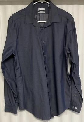 Calvin Klein Slim Fit Long Sleeve Button Up Shirt Men’s 16.5 (34/35) Blue.  8065 - Image 1 of 3