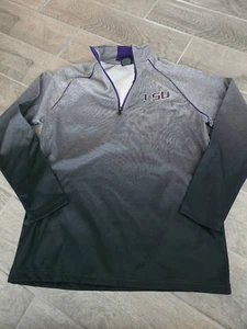 Men's LSU Tigers Quarter Zip Performance Fleece Pullover Long Sleeve Top Size Me - Picture 1 of 7