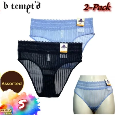 NUEVO CON ETIQUETAS PAQUETE DE 2 ropa interior hipster b.tempt'd para mujer S bien adaptada 970242 surtida Foto 1 de 4