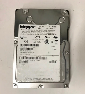 DELL 3.5" 73gb Maxtor Atalas II 15krpm 80-pin SCSI Server Drive 0CC319 - Image 1 of 2