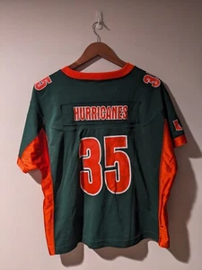 Vintage Y2K Miami Hurricanes College Football Starter Green Youth X-Large Jersey - Picture 1 of 6
