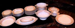 Vintage PORCELAINES PALLAS Art Deco Pink & Gold China from Limoges, France - Picture 1 of 102