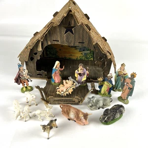 VTG 50s Christmas Nativity Set Some Fontanini Mary Joseph Jesus Wisemen Animals - Picture 1 of 18