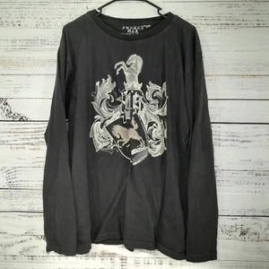 Franky Max T Shirt Mens XL Black Designer Horses Lions Crests Gothic Nightclubs - Picture 1 of 13