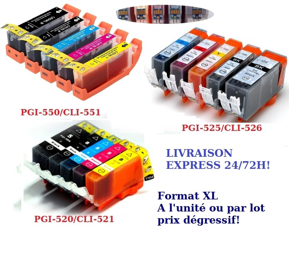 Lot de cartouches d'encre compatible avec imprimantes Canon PIXMA PIXMA IP4820 - Bild 1 von 1