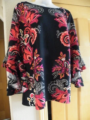 Blusa para mujer Coco Bianco talla grande multicolor cachemira manga campana ENVÍO GRATUITO Foto 1 de 4