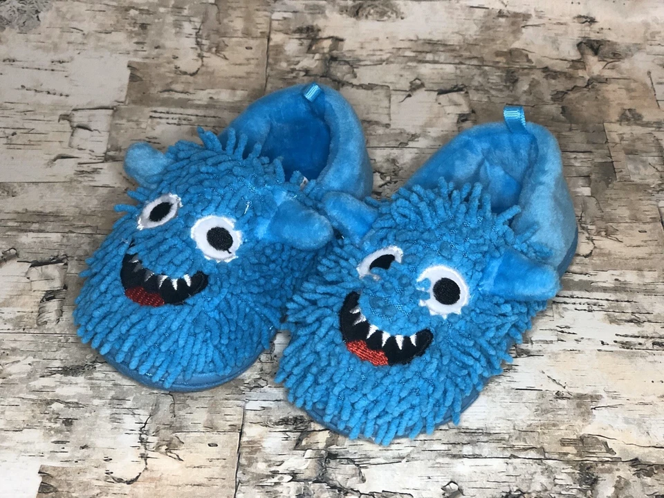Nuevas pantuflas sin cordones Cookie Monster para bebés/niños pequeños azules talla 4 Foto 1 de 4