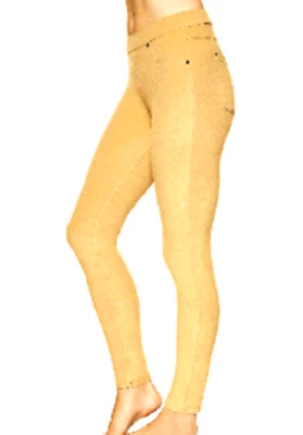 Leggings elásticos de felpa suave aterciopelada June & Daisy con bolsillos, talla M, caramelo Foto 1 de 3