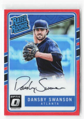2017 Donruss Optic Dansby Swanson #RRS-DS 橙色 RC 签名 35/99 评级新秀 — 第 1/2 张图片