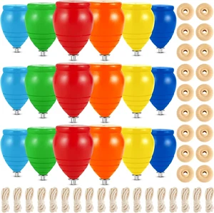 Liliful 18 Set Mexican Spinning Top Trompo Classic Wood Carved Spinning Tops wit - Picture 1 of 12