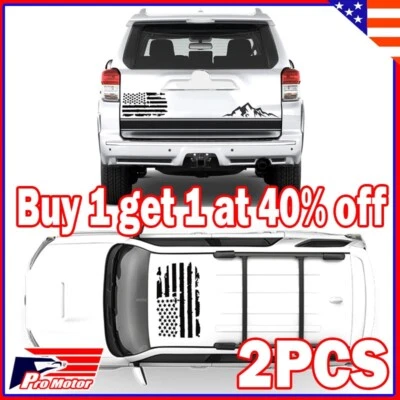 2pcs USA American Flag Patriotic Vinyl Decal Sticker SUV Truck Hood Roof Bumper - Image 1 of 4