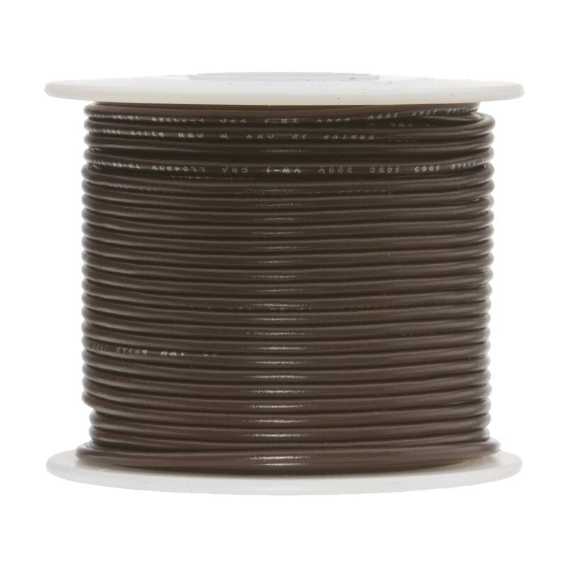 20 AWG Stranded Hook Up Wire, Brown, 100 ft, 0.058" Dia, UL1061, 300V - Image 1 of 1