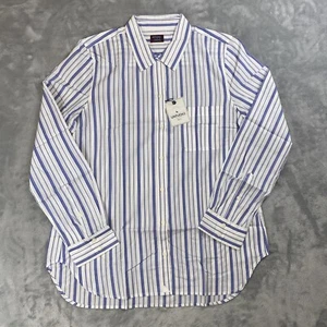 Untuckit Sz 12 Shirt Womens Blue White Stripe Pinot Perse Button Up Long Sl NWT - Picture 1 of 7