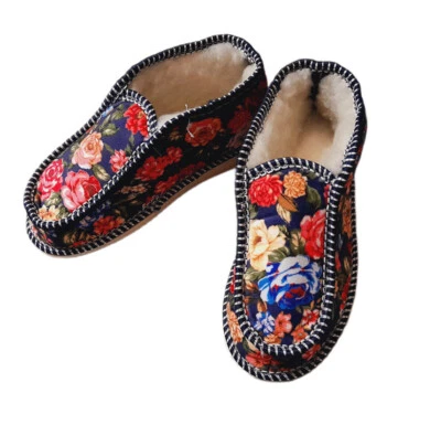 Mujer Lana Natural Flor Zapatillas Chuni Botines Caliente Pie Hogar Zapatos Foto 1 de 4