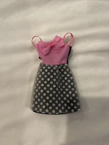 Barbie Doll Pink Bow Tie Black White Polka Dot Dress Clothes Accessories - Picture 1 of 2