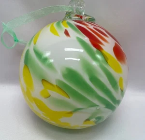 Multicolor Heavy/Thick Blown Glass Ball Christmas Tree Ornament 4 inch - Picture 1 of 6