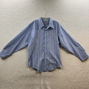 Van Heusen Dress Shirt Men's Fitted Extra Large Blue Striped 17.5 - 34/35 Button - Picture 1 of 12