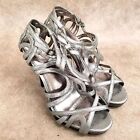 Calvin Klein Womens Dylan Size 7.5 Silver Elated Strappy 4" Heels