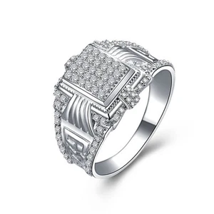 MEN'S CZ .925 STERLING SILVER ANIVERSARY WEDDING BAND RING SIZE 7-16 SAMR10 - Picture 1 of 7