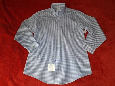 CAMISA SUPIMA BROOKS BROTHERS SIN HIERRO PARA HOMBRE AZUL MEDIO A CUADROS NUEVA Foto 1 de 4
