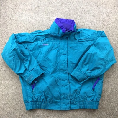 Chaqueta Columbia Vintage Mujer XL Verde Azulado Púrpura Bugaboo Manga Radial Esquí Años 90 Foto 1 de 4