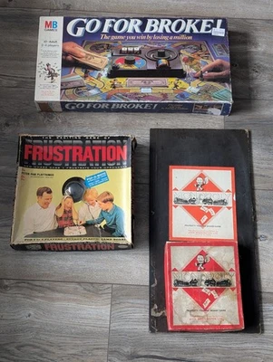 Vintage Game Lot Monopoly Waddington Frustration Peter Pan Go For Broke MB Retro - Image 1 of 4