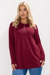 Yours Curve Women's Plus Size Henley Swing Top - Picture 1 of 15