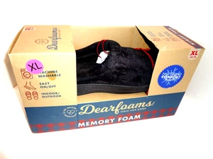NEW MEN'S DEARFOAMS SLIPPERS BLACK size X L US 13-14 - Picture 1 of 7