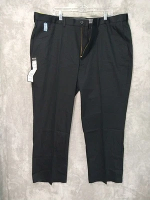 Haggar Pants Mens 44x29 Black Premium Khaki No Iron Classic Fit Flat Front - Image 1 of 4