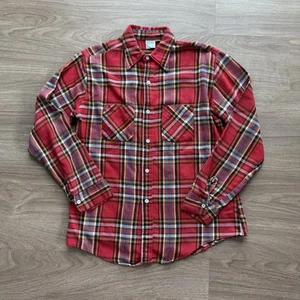 Vintage 70s Big Mac JCPenney Long Sleeve Flannel Shirt Red Plaid Size L Tall - Picture 1 of 6