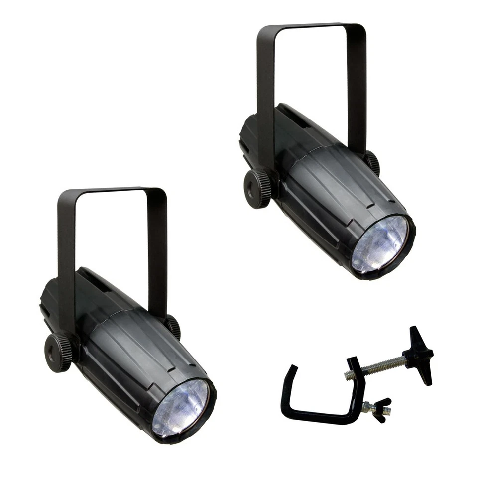 Chauvet DJ (2) LED Pinspot 2 Lightweight Spot with (2) CLP-03 Heavy Duty C-Clamp - Image 1 of 1