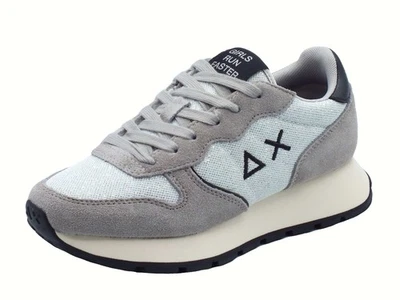 SUN68 Z45204 Ally Glitter Textile Argento Scarpe Sportive per Donna nabuk e tess - Immagine 1 di 3