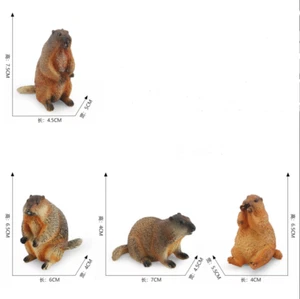 Simulation Wildlife Groundhogs Forest Steppe Animals Ornament Toys Kid Toy 4pcs - Picture 1 of 5