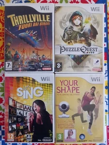 WII LOTTO 4 GIOCHI TRHILVILLE+PUZZLE QUEST+LET'S SING+YOUR SHAPE - Foto 1 di 3