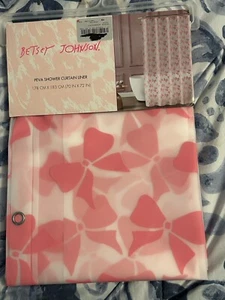Revestimiento de cortina de ducha Betsey Johnson Pink Bow coqueta, ¡NUEVO! - Imagen 1 de 3