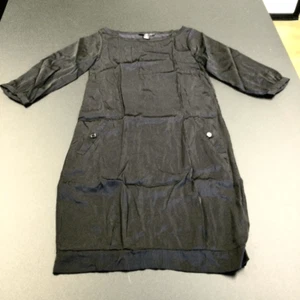 H&M Womens Black Pocket Boat Neck Stretch Pullover 3/4 Sleeve Shift Dress Size 4 - Picture 1 of 9