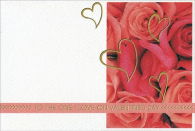 Pictura Gold Foil Hearts and Pink Roses  One I Love Valentine's Day Card - Image 1 of 2