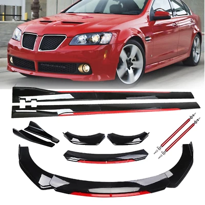 Front Bumper Lip Spoiler Splitter Gloss Black Red For Pontiac G8 GT GTO GLK Body Foto 1 de 4