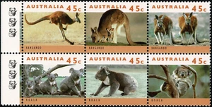 1994 Kangaroos & Koalas Block of 6 (Orange 1997) MUH 3 Koala Reprint (Left) No2 - Picture 1 of 2