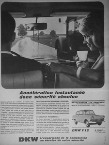 PUBLICITÉ DE PRESSE 1965 DKW F12 ACCÉLÉRATION INSTANTANÉE - AUDI - Picture 1 of 1