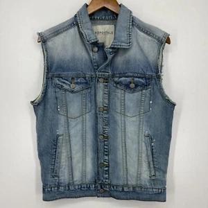 Aeropostale Denin Vest Men's Size M Blue Trucker Cotton Cutoff Vtg Y2K - Picture 1 of 9