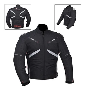 Chaqueta Cordura Negra Impermeable Genuina Motocicleta Motocicleta CE - Imagen 1 de 4