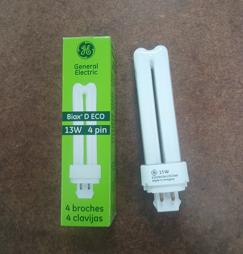  GE 97597 F13DBX/841/ECO4P 13-Watt 4-Pin Dble Biax Compact Fluorescent G24Q-1 - Image 1 of 4