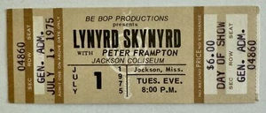 Lynyrd Skynyrd Peter Frampton Concert Ticket Mississippi 1975 Brown - Picture 1 of 1