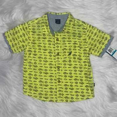 Camisa amarilla de manga corta con botones Nautica patrón de peces Foto 1 de 4